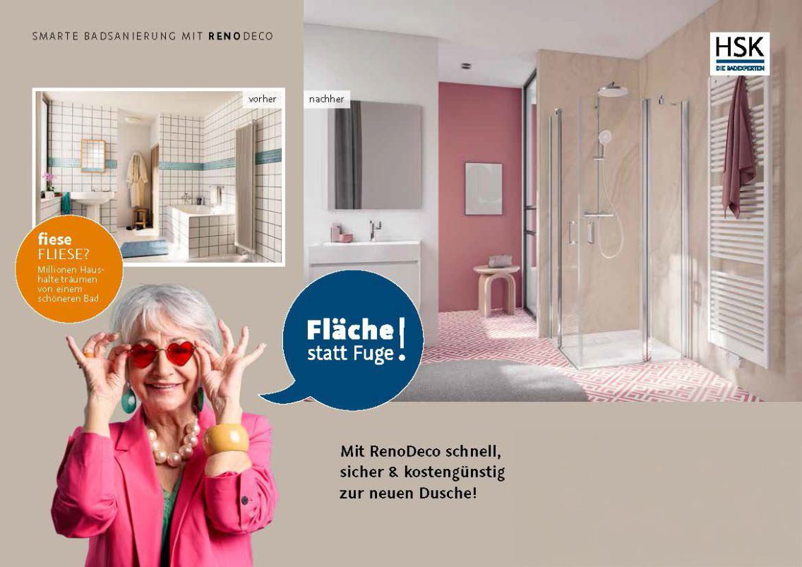 Oma mit roter Brille im Bad